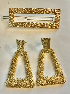 SHOPBOP gold tone textured earrings door knocker retro inspired plus barrette